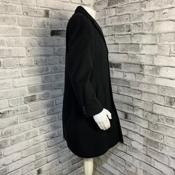 Hugo Boss Wool Trench Coat Large Black Preppy Old Money Corpcore 90s Overcoat - Picture 3 of 16